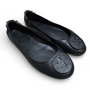 TORY BURCH Women's Reva Travel Ballet Shoes, Black, Sz 9